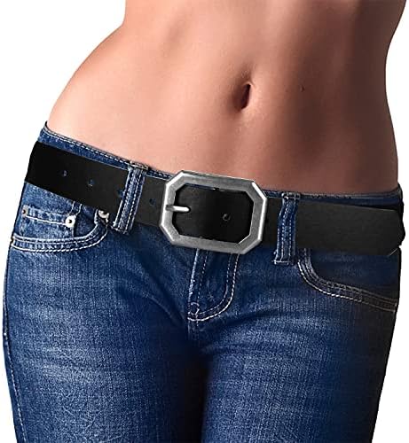 Ssumday Women’s Reversible 1.3″ Leather Belts for Jeans Pants Dresses with Fashion Vintage Silver Buckle
