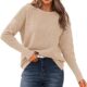 BTFBM Casual Women 2023 Fall Sweater Long Sleeve Ribbed Knit Pullover Loose Crewneck Batwing Split Sweater