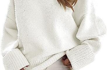 ANRABESS Women’s Crewneck Long Sleeve Oversized Fuzzy Knit Chunky Warm Pullover Sweater Top