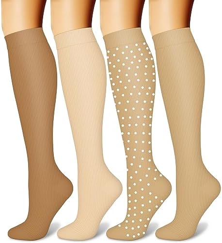 CHARMKING Compression Socks for Women & Men Circulation (4 Pairs) 15-20 mmHg is Best Support for Athletic Running Cycling