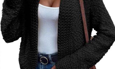 Dokotoo Women’s 2023 Fashion Casual Open Front Long Sleeve Chunky Knit Cardigans Sweaters Outerwear Coats