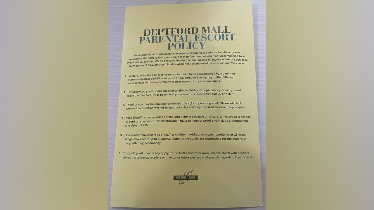 New Jersey mall 'strictly' enforcing parental chaperone rule for minors