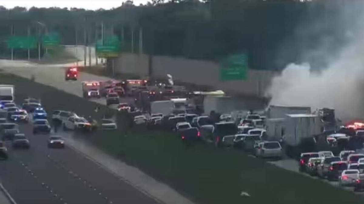 small plane crash on freeway