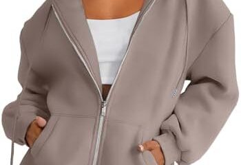 AUTOMET Womens Zip Up Hoodies Long Sleeve Fall Oversized Sweatshirts Fleece Y2K Jacket with Pockets