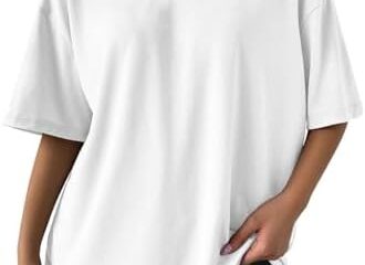 Trendy Queen Womens Oversized T Shirts Loose Fit Cotton Crewneck Short Sleeve Tops Summer Casual 2024 Y2K Basic Tee