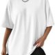 Trendy Queen Womens Oversized T Shirts Loose Fit Cotton Crewneck Short Sleeve Tops Summer Casual 2024 Y2K Basic Tee