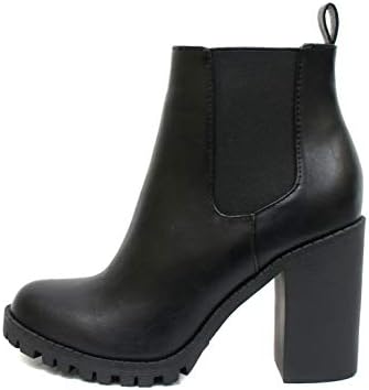 Soda Glove – Ankle Boot w/Lug Sole Elastic Gore and Chunky Heel