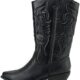 Soda Reno Women Western Cowboy Pointed Toe Knee High Pull On Tabs Boots