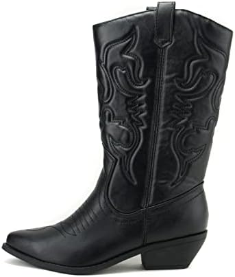 Soda Reno Women Western Cowboy Pointed Toe Knee High Pull On Tabs Boots