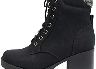 Soda Single Lug Sole Chunky Heel Combat Ankle Boot Lace up w/Side Zipper
