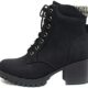 Soda Single Lug Sole Chunky Heel Combat Ankle Boot Lace up w/Side Zipper