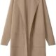 MEROKEETY Women’s Open Front Coatigan Sweater Long Sleeve Casual Knit Lapel Cardigan Coat with Pockets
