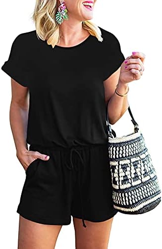 ANRABESS Rompers for Women Summer 2024 Casual One Piece Jumpsuits Short Pants Fashion Outfits Clothes Loungewear Pockets