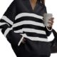 LILLUSORY Fall Womens Striped Fashion 2023 Sweaters Collared Oversized Outfits Knit Pullover Tunic Tops
