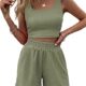 Trendy Queen Two Piece Outfits Women Summer Shorts Sets 2 Piece Sleeveless Matching Lounge Crop Top and High Waisted Shorts