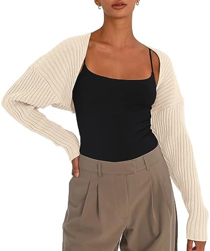 LILLUSORY Y2K Bolero Long Sleeve Cardigan Cropped Open Front Shrug 2024 Sweater Women