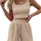 Trendy Queen Two Piece Outfits Women Summer Shorts Sets 2 Piece Sleeveless Matching Lounge Crop Top and High Waisted Shorts