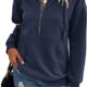 PRETTYGARDEN Women’s Casual Long Sleeve Zipper Sweatshirt Drawstring Loose Quarter Zip Pullover Tops with Pockets