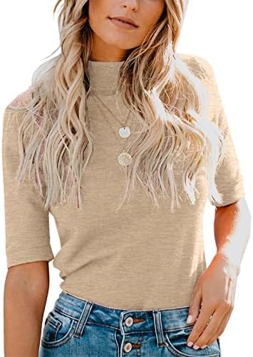 LIYOHON Womens Tops Dressy Casual Fall Cute Tops Mock Turtleneck Business White T Shirts