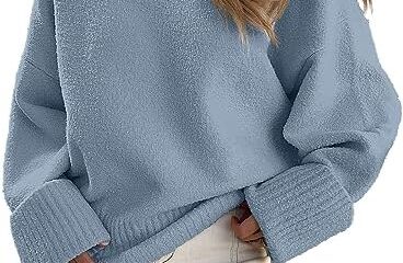 ANRABESS Women’s Crewneck Long Sleeve Oversized Fuzzy Knit Chunky Warm Pullover Sweater Top