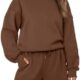 AUTOMET Womens Two Piece Outfits 2 Piece Lounge Matching Sets Fleece Sweatsuit Sweat Shorts Fashion Fall Clothes Sweatshirt