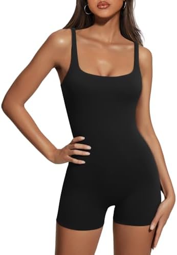 AUTOMET Womens Jumpsuits Unitard Bodysuits One Piece Shorts Rompers Yoga Sleeveless Backless Seamless Bodycon Outfits 2024