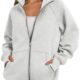 Ezymall Womens Zip up Hoodies Oversized Sweatshirts Fleece Jackets with Pockets
