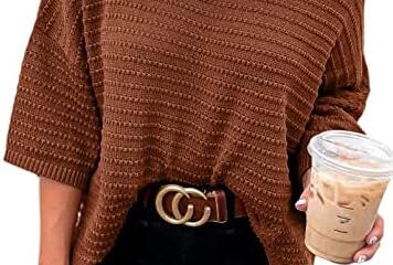 Dokotoo Women’s Casual 3/4 Sleeve Loose Tunic Tops Lightweight Knit Fall Pulover Sweater Blouses