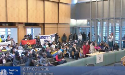 Seattle City Council meeting disrupted by protesters banging on windows, 6 arrested