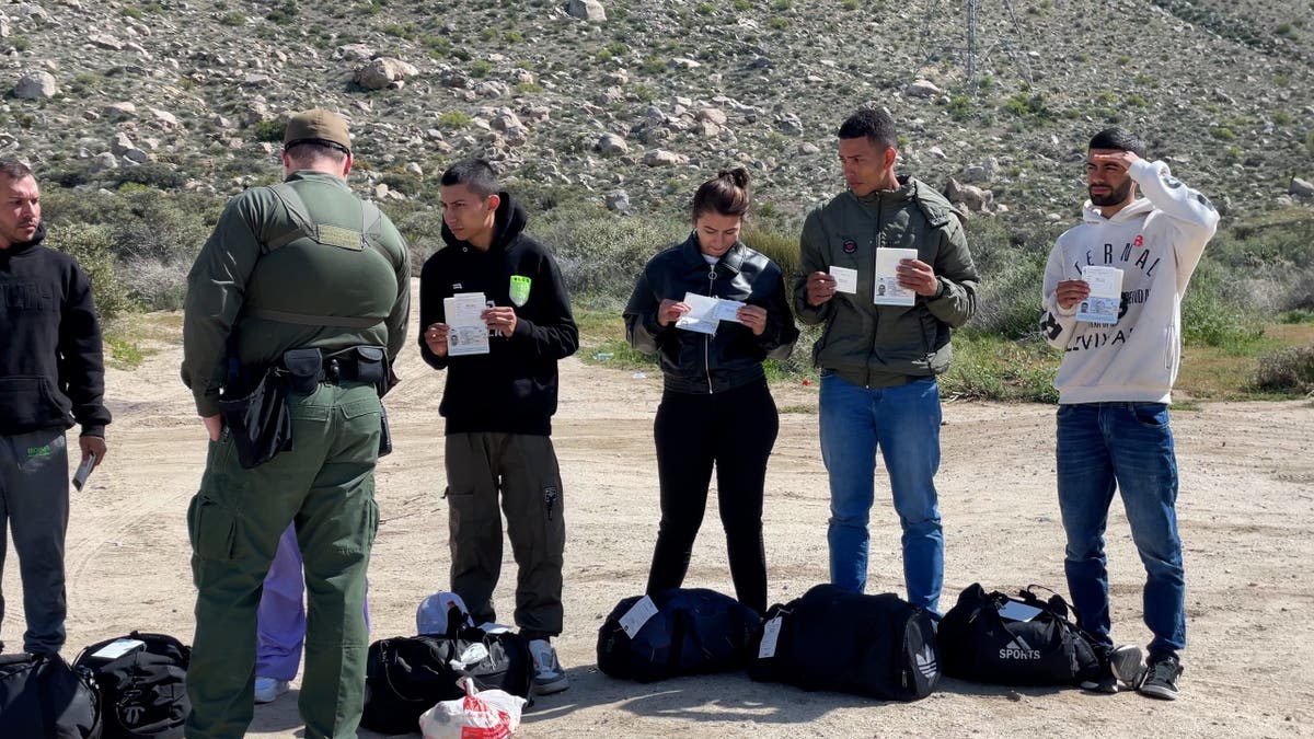 Border Patrol agent inspects passports