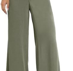 ANRABESS Women Linen Palazzo Pants Summer Wide Leg High Waisted Casual Loose Flowy Work Pant Trousers with Pocket