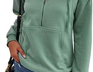 PRETTYGARDEN Women’s Casual Long Sleeve Zipper Sweatshirt Drawstring Loose Quarter Zip Pullover Tops with Pockets