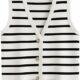 LILLUSORY Vest for Women Striped Dressy Tops Cropped Tank Tops 2024 Summer Sleeveless Button Up Cardigan Sweater Vests