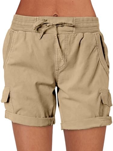 ANRABESS Womens Casual Dressy High Waist Cotton Cargo Shorts 2024 Spring Fashion Hiking Outdoor Lounge Shorts 6 Pockets