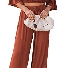 PRETTYGARDEN 2 Piece Outfits For Women 2024 Summer Short Sleeve Wrap V Neck Crop Tops Wide Leg Pants Set