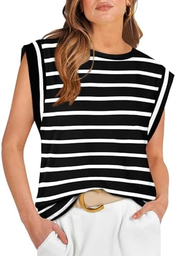 WIHOLL Cap Sleeve Tops for Women Summer Top Basic Tee Shirts Casual Tank Loose Fit 2024 Fashion