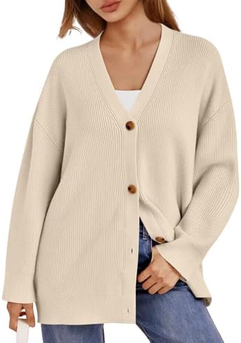 EFAN Womens Cardigan 2024 Open Front Oversized Button Lightweight Sweaters V Neck Loose Cardigans Knit Outwear