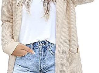 STYLEWORD Women’s Fashion Cardigan Sweater Lightweight Open Front Long Casual Beach Kimonos Outfits with Pockets