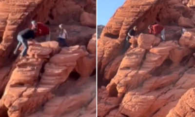 Tourists filmed brazenly destroying ancient rock formations at Nevada's Lake Mead: 'Send them to jail'