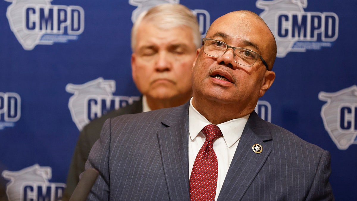 Ronald Davis, Director of the United States Marshals Service, speaks during a press conference in Charlotte