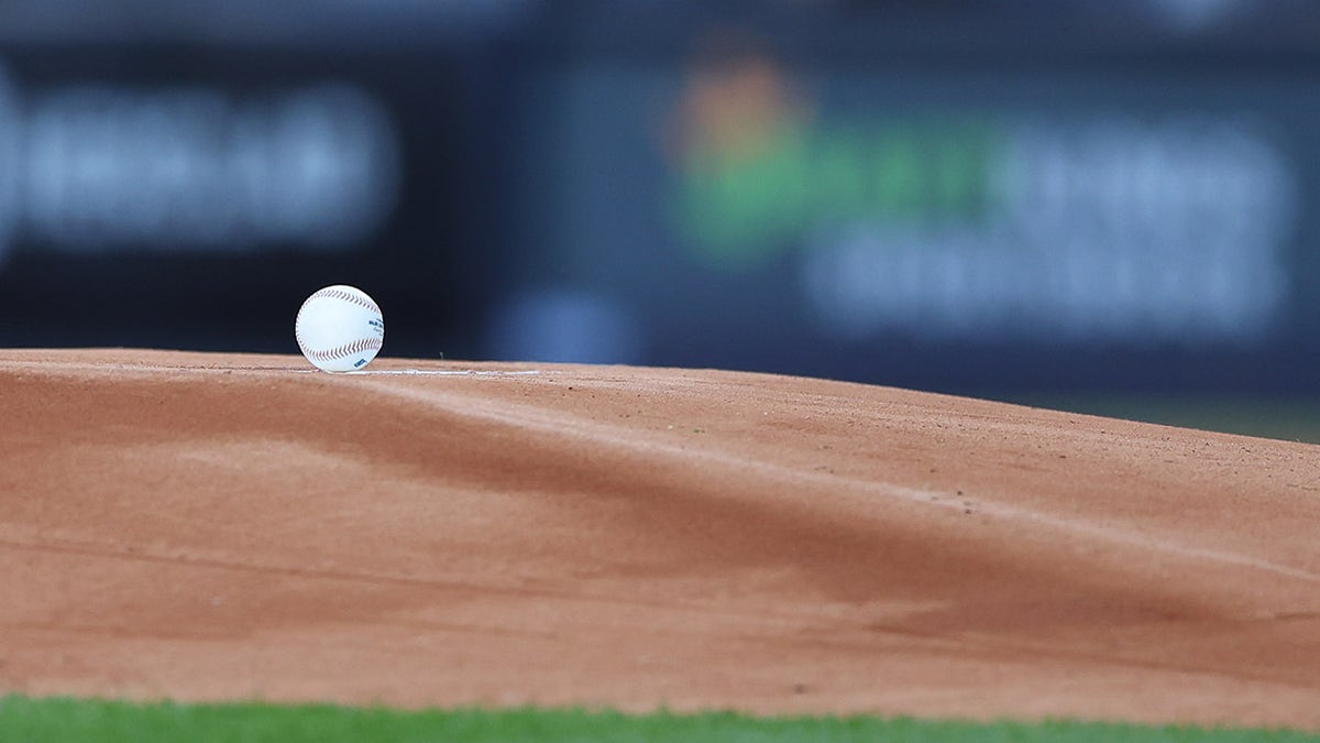 Baseball on a mound