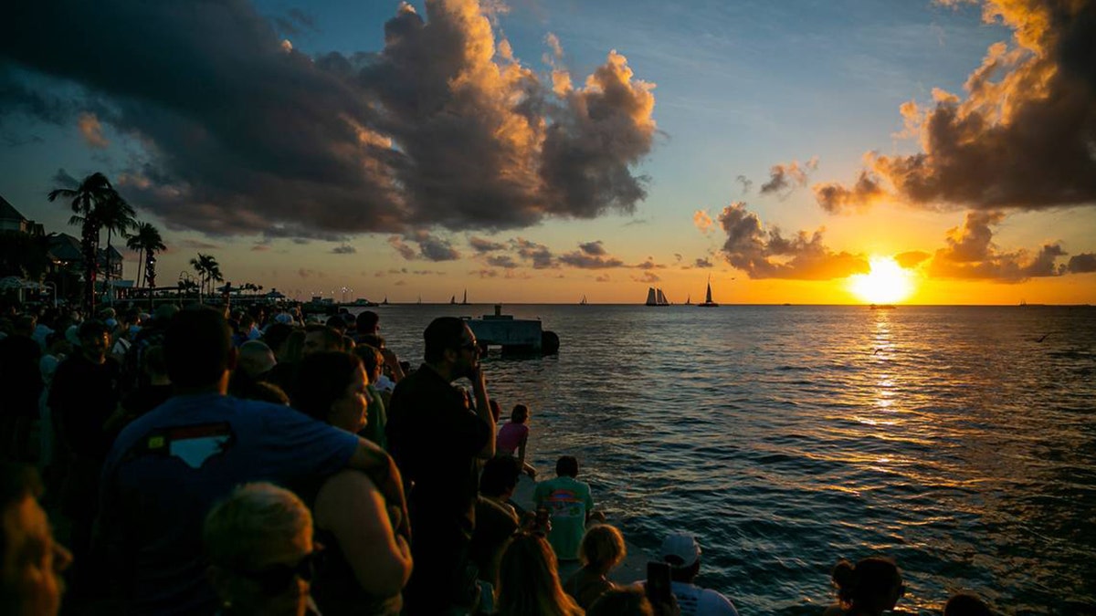 A crowd watching the sunset from Mallory Square in Key West, Florida