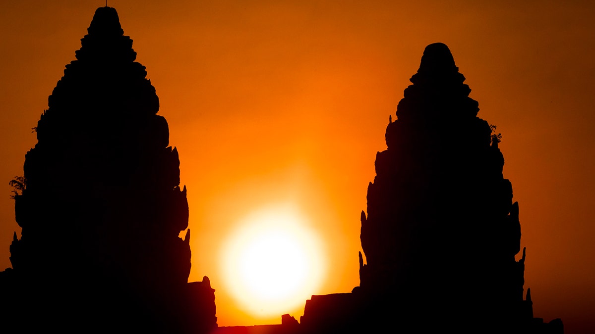 Sunset from Angkor Wat temple in Cambodia