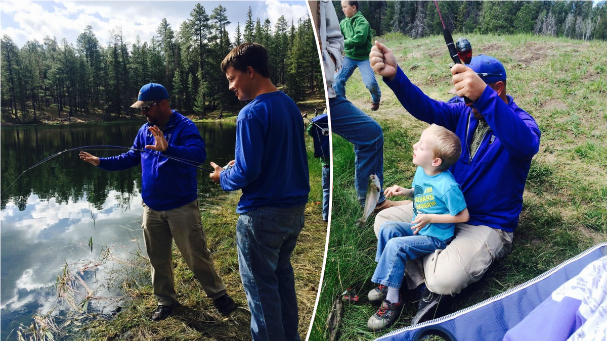 Split image of family camping trips