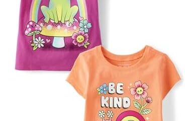 The Children’s Place Baby Toddler Girls 2-Pack Short Sleeve Graphic T-Shirt