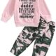 Fernvia Toddler Girls Clothes 2T 3T 4T 5T Fall Outfits Baby Pullover Sweatshirt & Camouflage Pants Set Kids Winter Sweatsuit