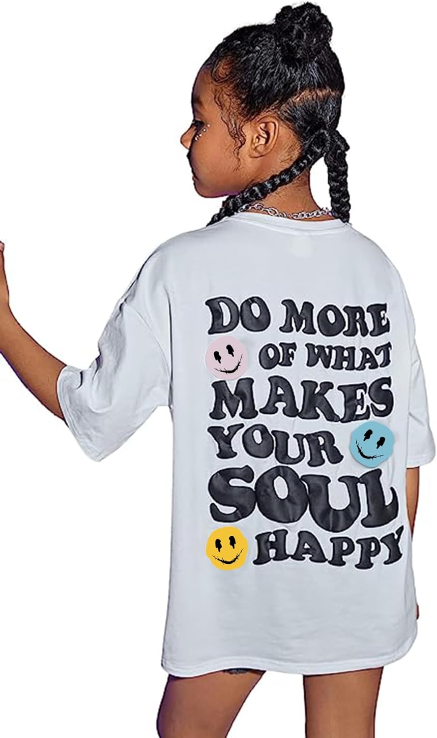 SOLY HUX Girl’s Letter Graphic T Shirts Short Sleeve Cute Shirts Oversized Loose Tee Summer Tops