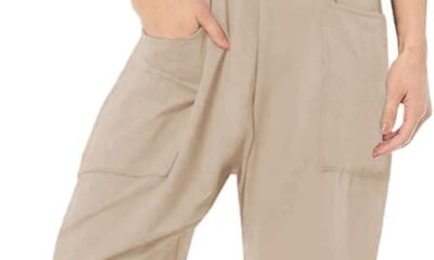 Girl’s V Neck Sleeveless Jumpsuits Spaghetti Straps Harem Long Pants Rompers With Pockets