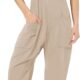 Girl’s V Neck Sleeveless Jumpsuits Spaghetti Straps Harem Long Pants Rompers With Pockets