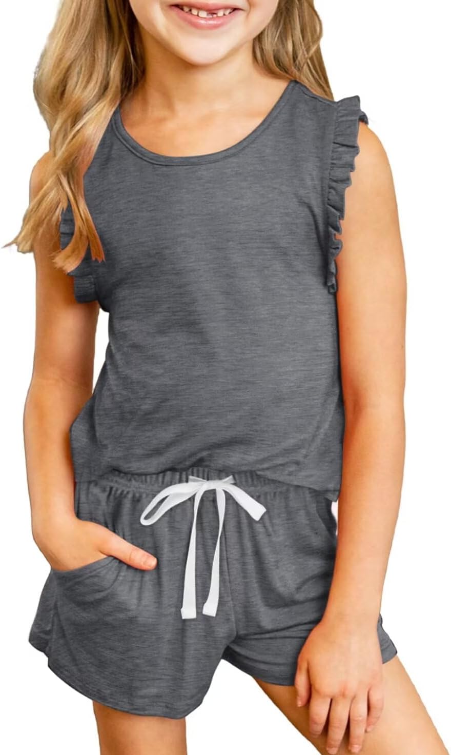 DOKOTOO KIDS Girls Summer Outfits Cute T-Shirt and Shorts Set with Side Pockets